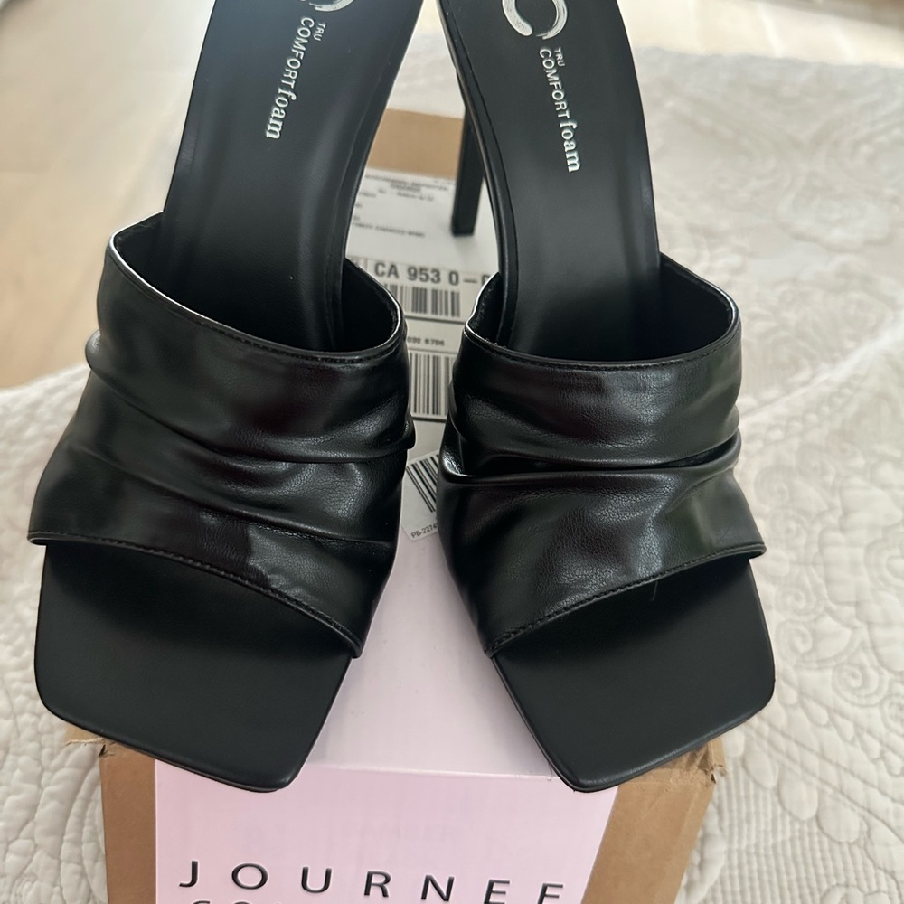 Journee Collection Black Strappy Heels